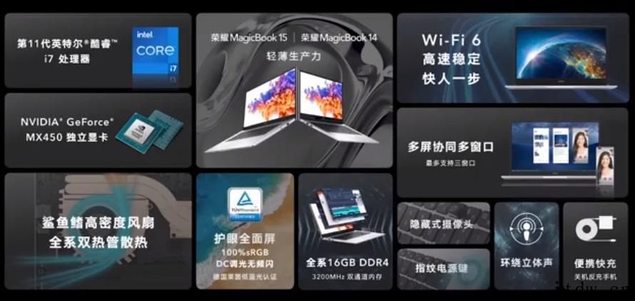 2021 款荣誉 MagicBook 14/15 宣布发布：11 代酷睿   全系 16GB 运行内存，首销 4699 元起