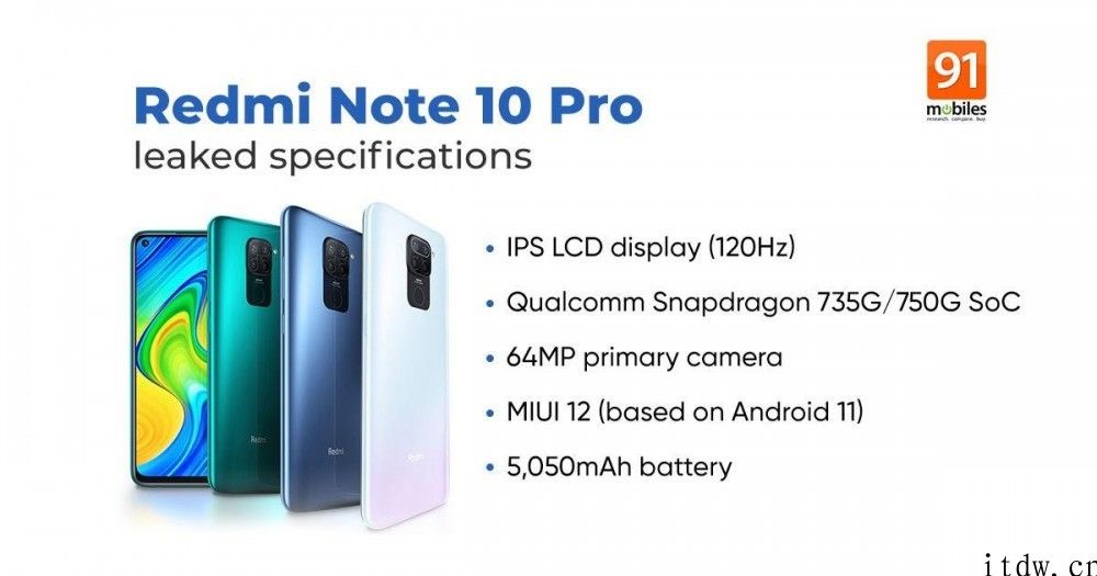 Redmi Note 10 Pro Max 曝光：最大 8GB 内存，三款配色