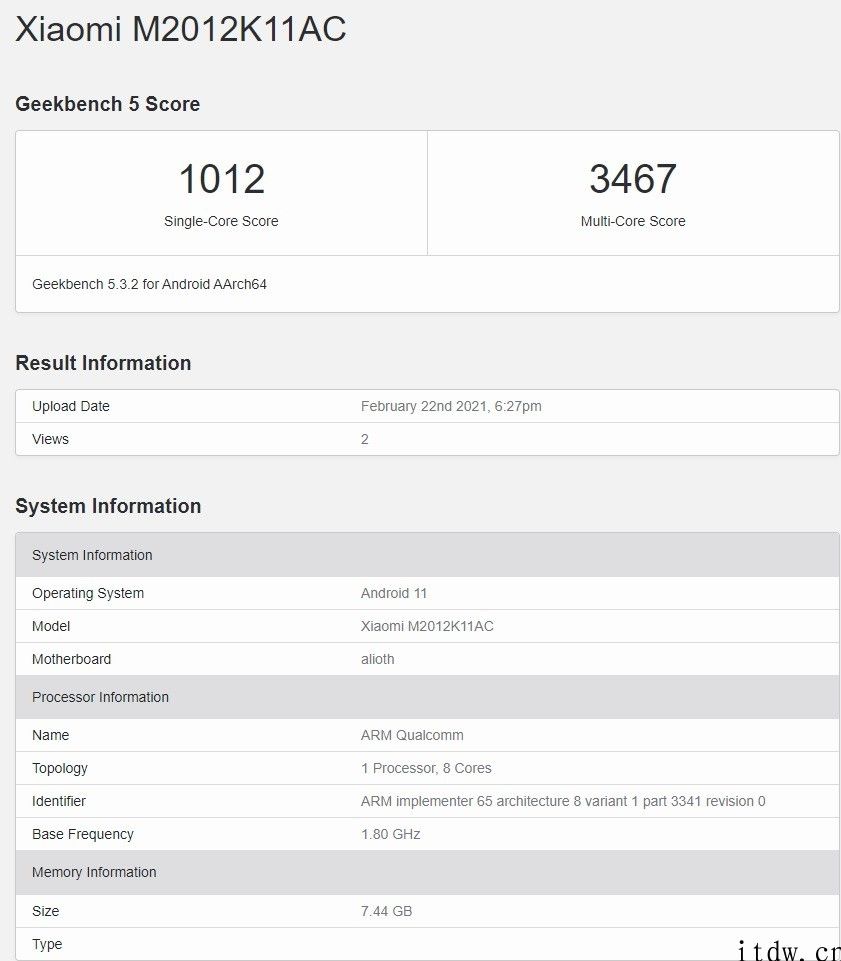 骁龙 870 加持，Redmi K40 现身 GeekBench