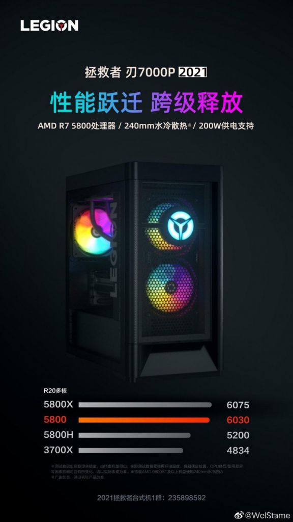 联想拯救者刃 7000P 2021 发布：搭载 R7 5800，性能越级释放出来