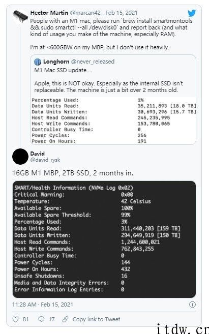 用户曝iPhone M1 Mac 机型 SSD 过度磨损，恐影响其使用寿命