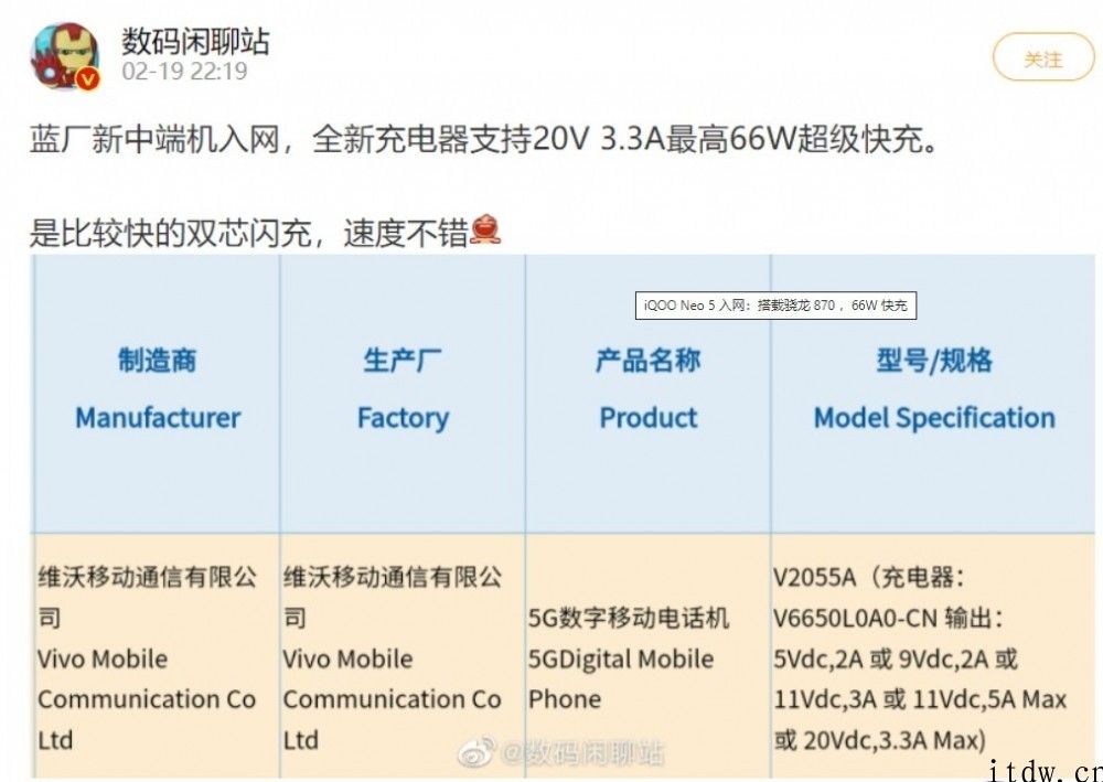 iQOO Neo 5 将于 3 月 16 日宣布发布：搭载骁龙 870，66W 快充