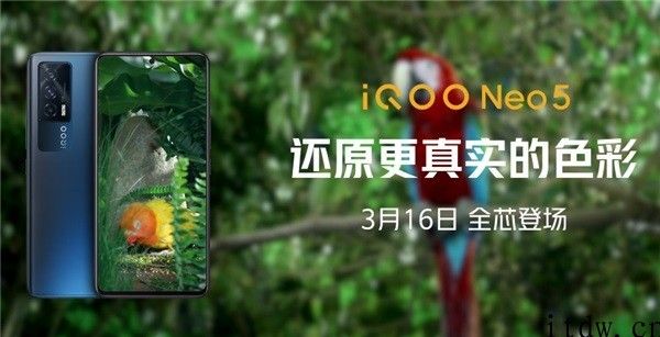 iQOO Neo5 真机外观公布：居中打孔屏   双层矩阵三摄