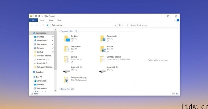 微软公司 Win10 21H1 预览版提高文档资源管理器性能：修复 explorer.exe 高内存占用