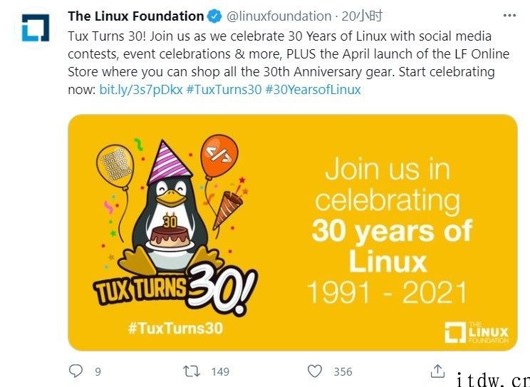 Linux 小企鹅标志 “Tux”30 岁，官方发布庆祝海报