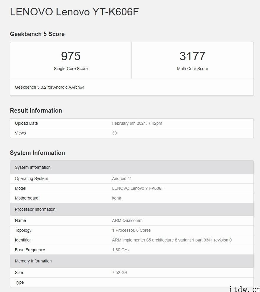 想到高档安卓平板现身 Geekbench：搭载骁龙 870，屏幕比例 16:10