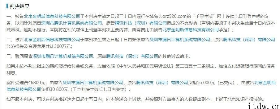 企业连发 52 篇文章诋毁腾讯官方，被判需赔偿 300 万余元