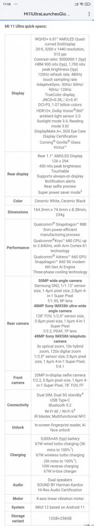 9253 元，小米 11 Ultra 国际版公布：5000 万清晰度主照相机，120 倍变焦，后置副屏