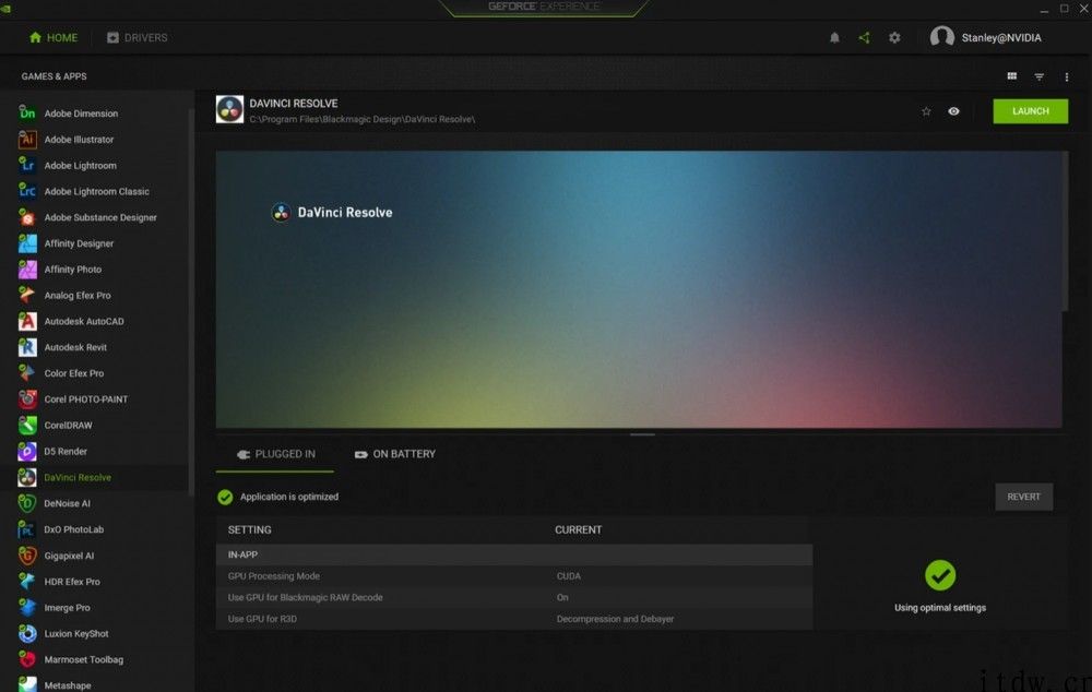 英伟达 GeForce Experience 新功能：为内容创作软件优化设置