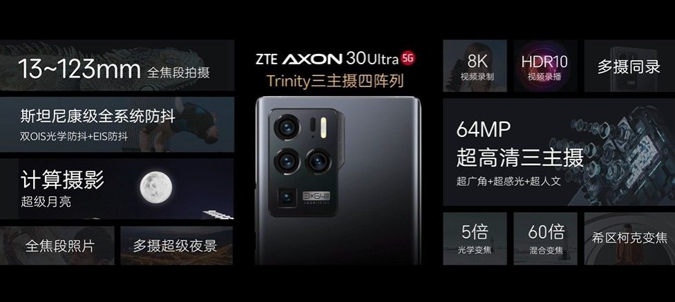 中兴 Axon30 Ultra 影像系统软件：三颗 64MP 主摄，超广角畸变仅 1%