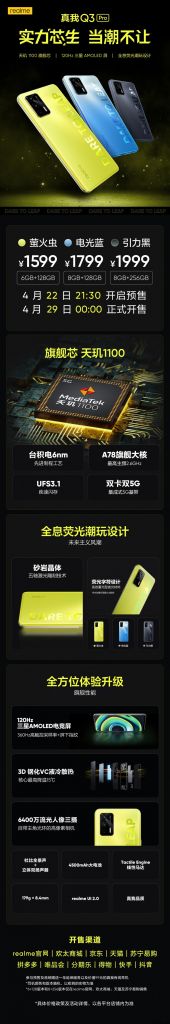 一图看懂 realme Q3 Pro/Q3/Q3i 新机：999 元起，均支持 5G 与高刷屏