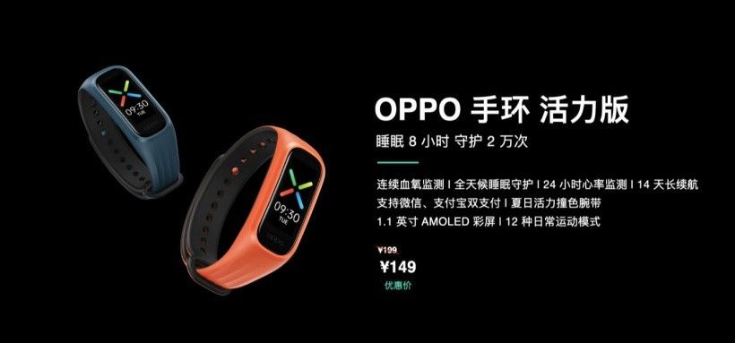 OPPO 手环活力版宣布发布：支持持续血氧检测，先发 149 元