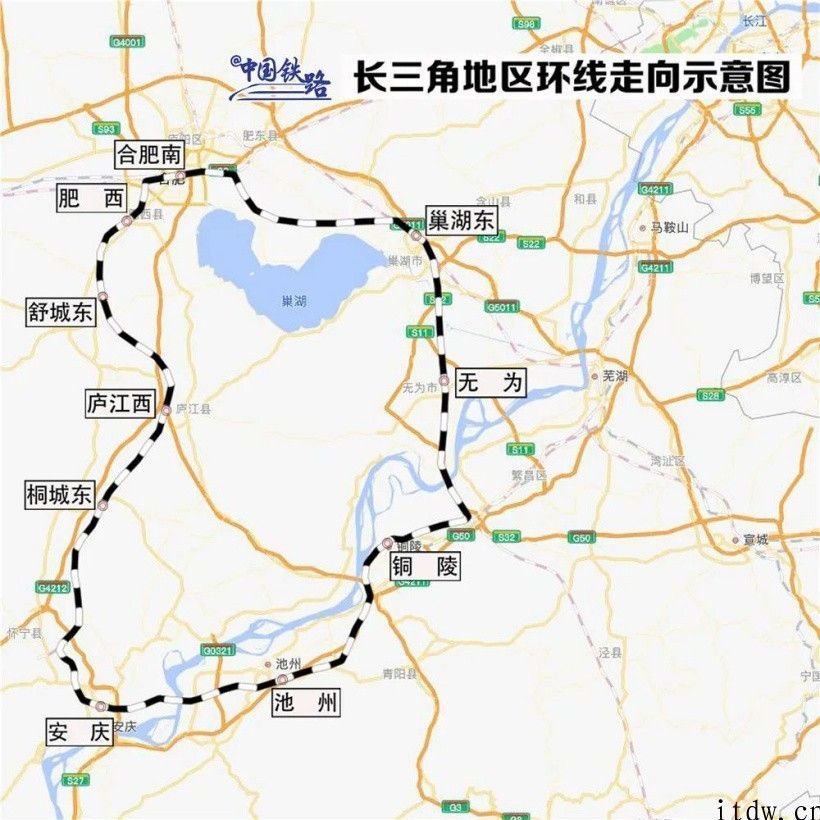 中国铁路 12306：长三角地区首开通环线高铁动车，合肥南 — 合肥南