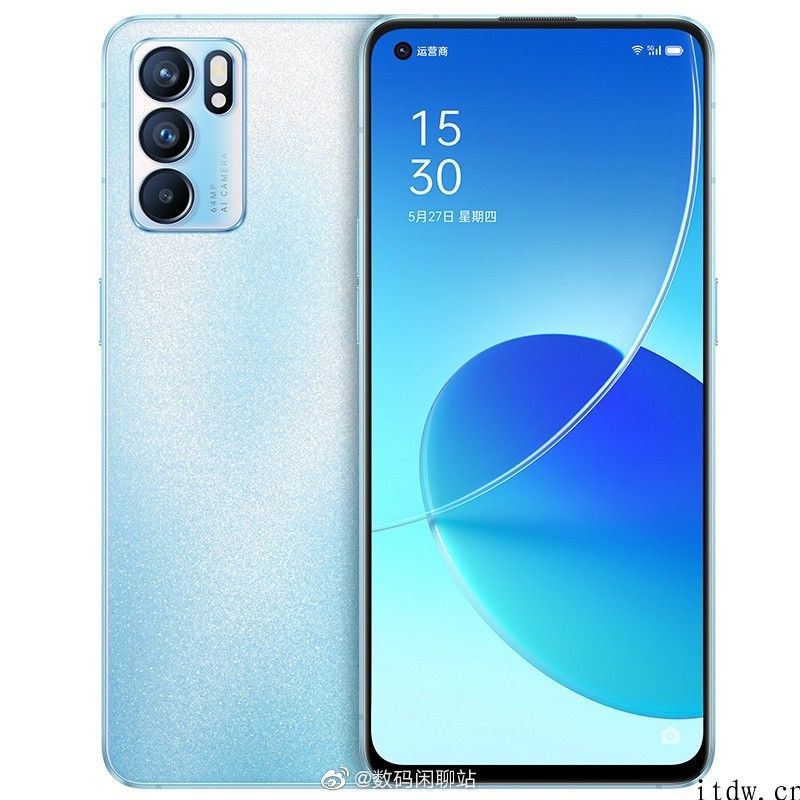 OPPO Reno6 夏日晴海配色发布：闪耀星钻后盖 / 增加直屏版，10 点打开预定