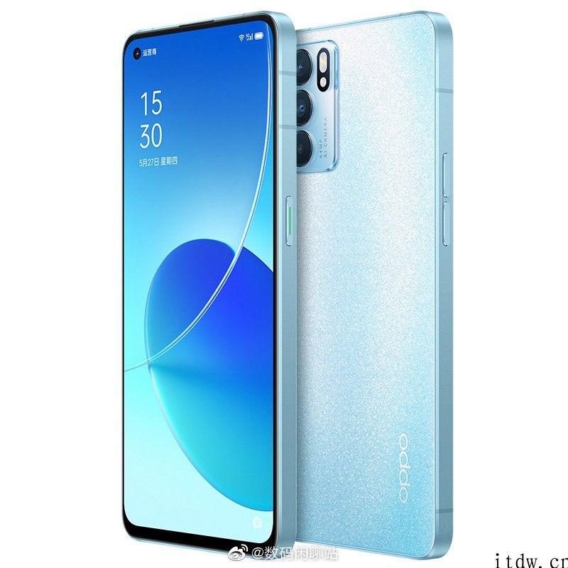 OPPO Reno6 夏日晴海配色发布：闪耀星钻后盖 / 增加直屏版，10 点打开预定