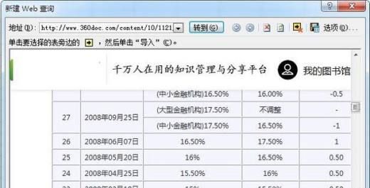 怎样在EXCEL中立即导入网页上的表格