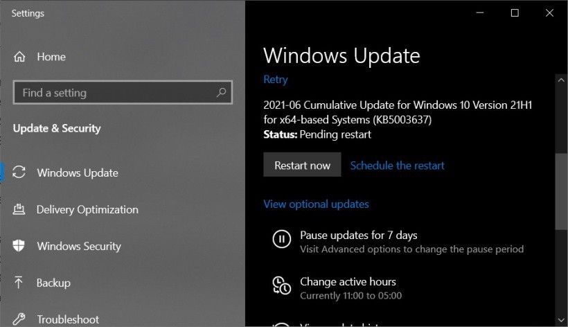 微软 Win10 21H1 Build 19043