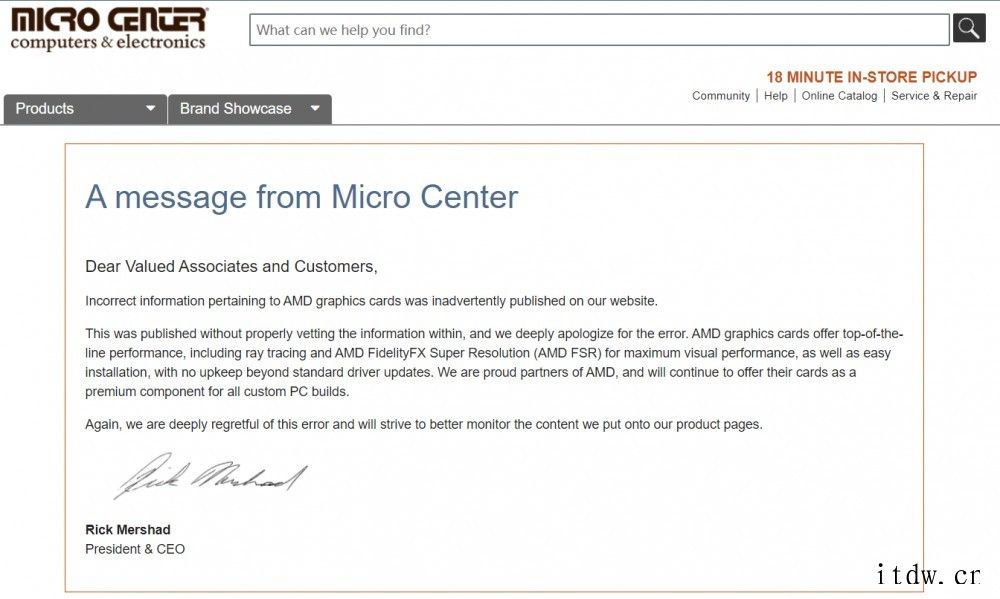 美经销商Micro Center 就 AMD 显卡发表不当言