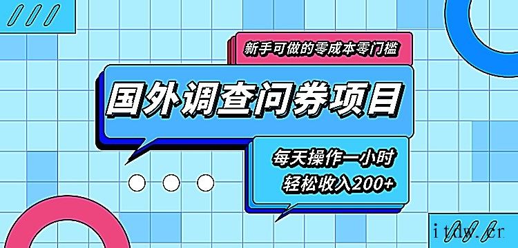 国外调查问券项目，每天一小时轻松收入200+