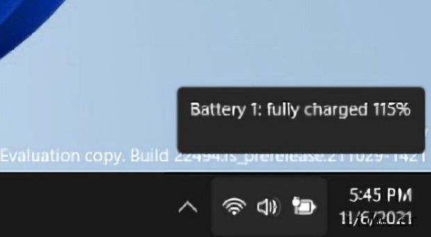 微软Win11 Dev 预览版出现奇怪 Bug:电量能充到 