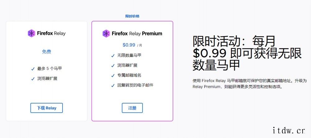 火狐推出 Firefox Relay 马甲邮箱服务:可避免真