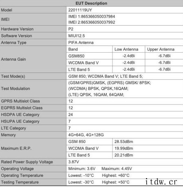 Redmi 10 2022 通过 FCC 认证:仅支持 4G