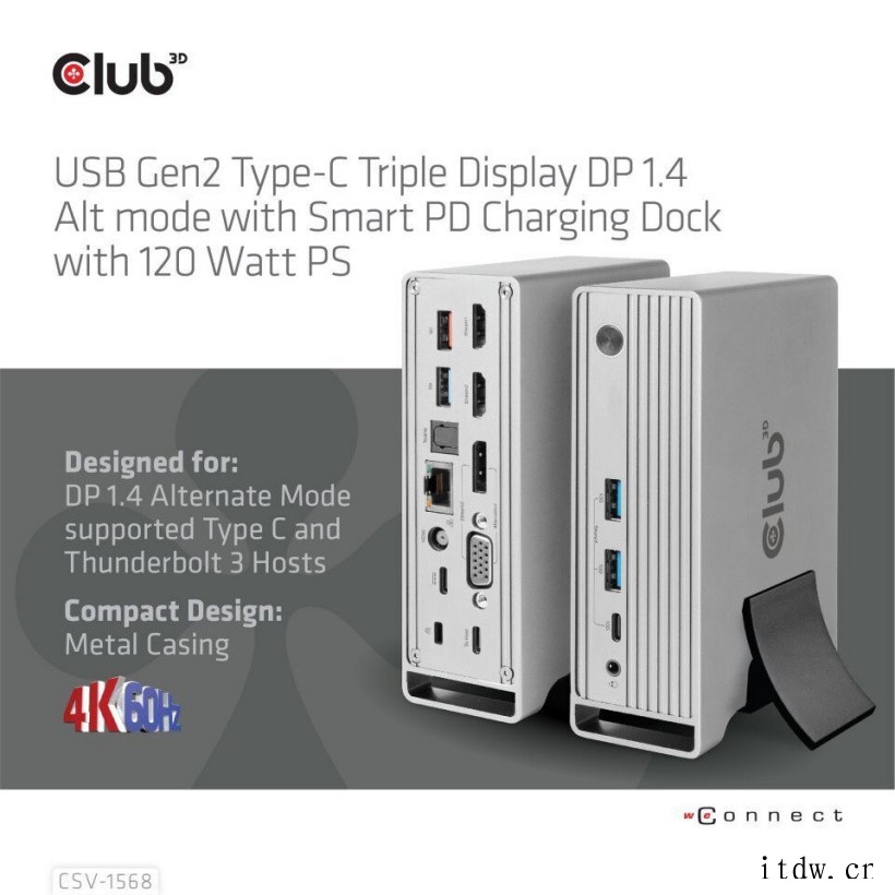 Club 3D 推出大型 USB Gen2 扩展坞:14 个