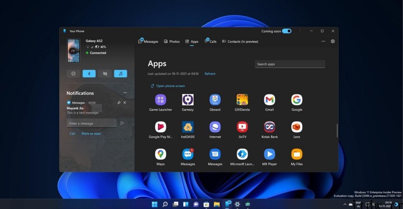 微软 Win11 你的手机 App 更新:圆角外观,界面更简