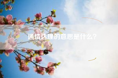 通情达理的意思是什么？