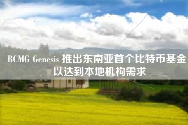 BCMG Genesis 推出东南亚首个比特币基金，以达到本地机构需求