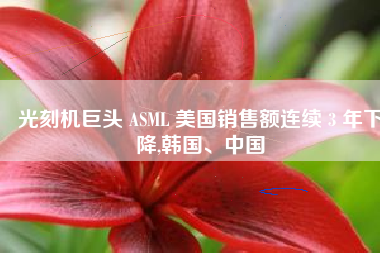 光刻机巨头 ASML 美国销售额连续 3 年下降,韩国、中国