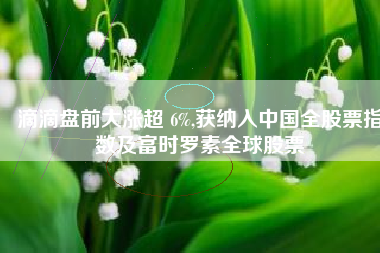 滴滴盘前大涨超 6%,获纳入中国全股票指数及富时罗素全球股票