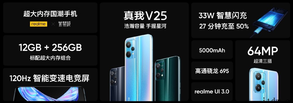 realme 真我 V25发布:骁龙 695+12GB 内存