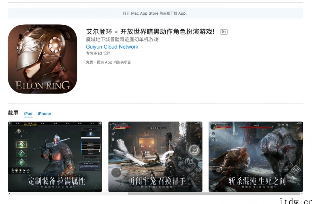 苹果App Store 国区惊现国产《艾尔登环》