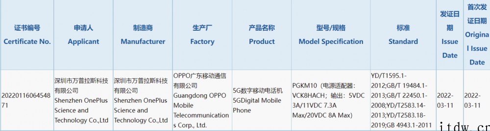 一加神秘新机入网:搭载天玑 8100,支持 150W 闪充