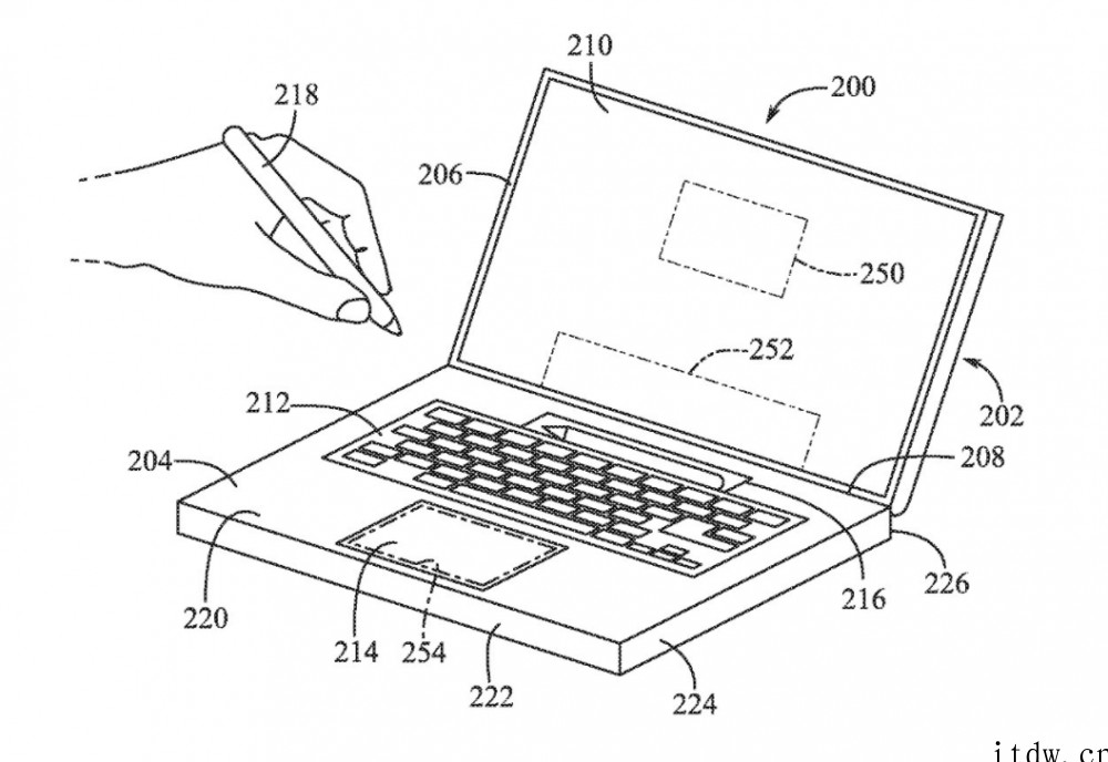 苹果 MacBook 新专利:可在键盘部分放入手写笔,类似微