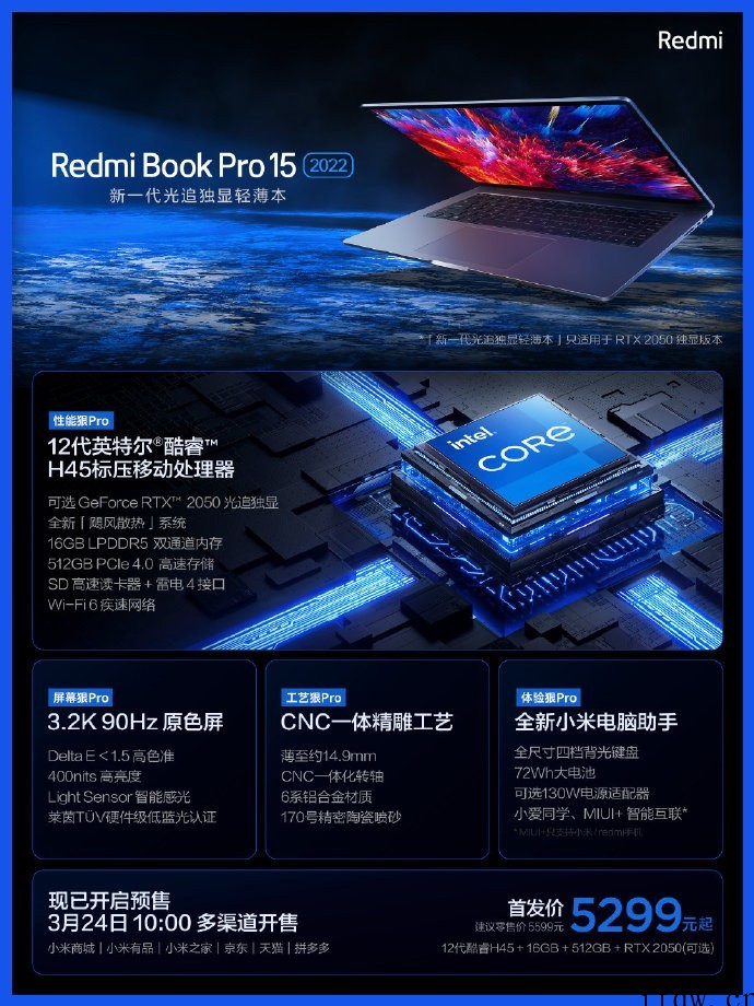 6499元起,Redmi Book Pro 15 2022 