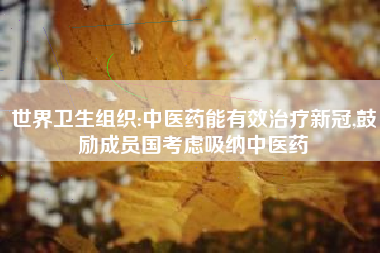 世界卫生组织:中医药能有效治疗新冠,鼓励成员国考虑吸纳中医药