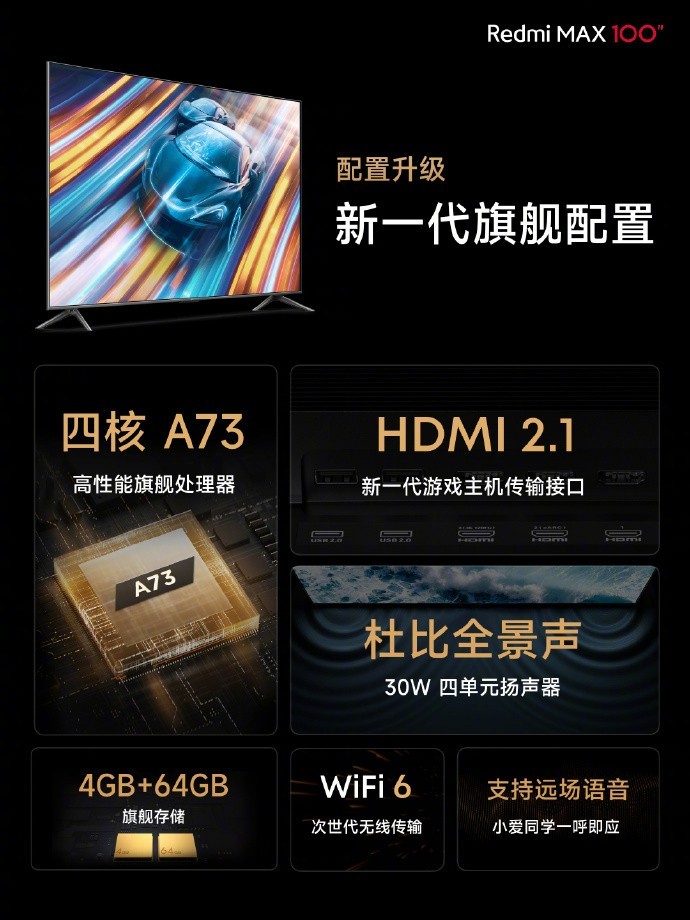 小米 Redmi MAX 100 英寸巨屏电视今天上午 10