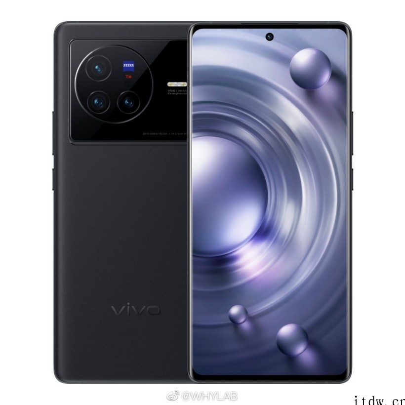 vivo X80 标准版官方渲染图曝光:蔡司影像,橙、蓝、黑