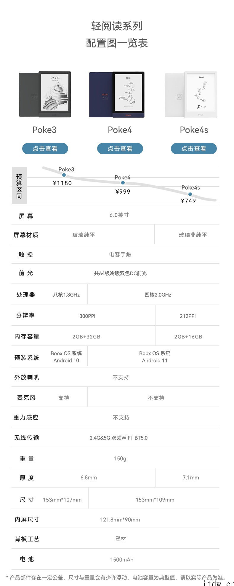 949/699元,文石 BOOX Poke4/4S 阅读器发