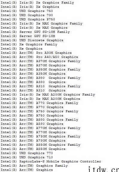 英特尔 Arc 驱动曝光桌面显卡型号:A770、A750、A