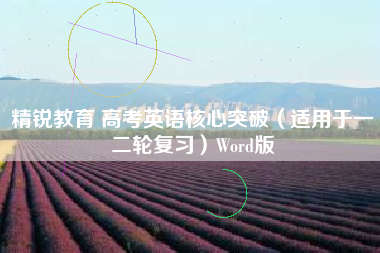 精锐教育 高考英语核心突破（适用于一二轮复习）Word版