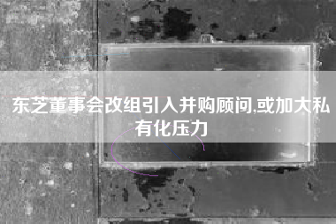 东芝董事会改组引入并购顾问,或加大私有化压力