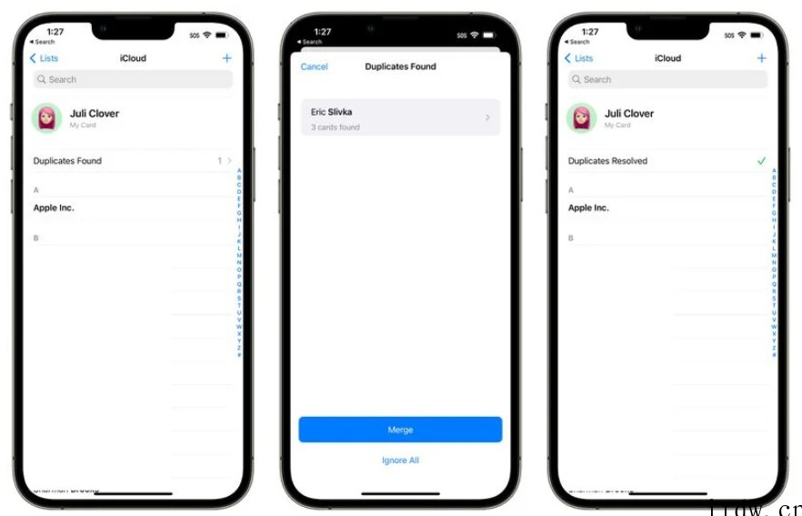 苹果iOS 16 已支持一键合并重复联系人