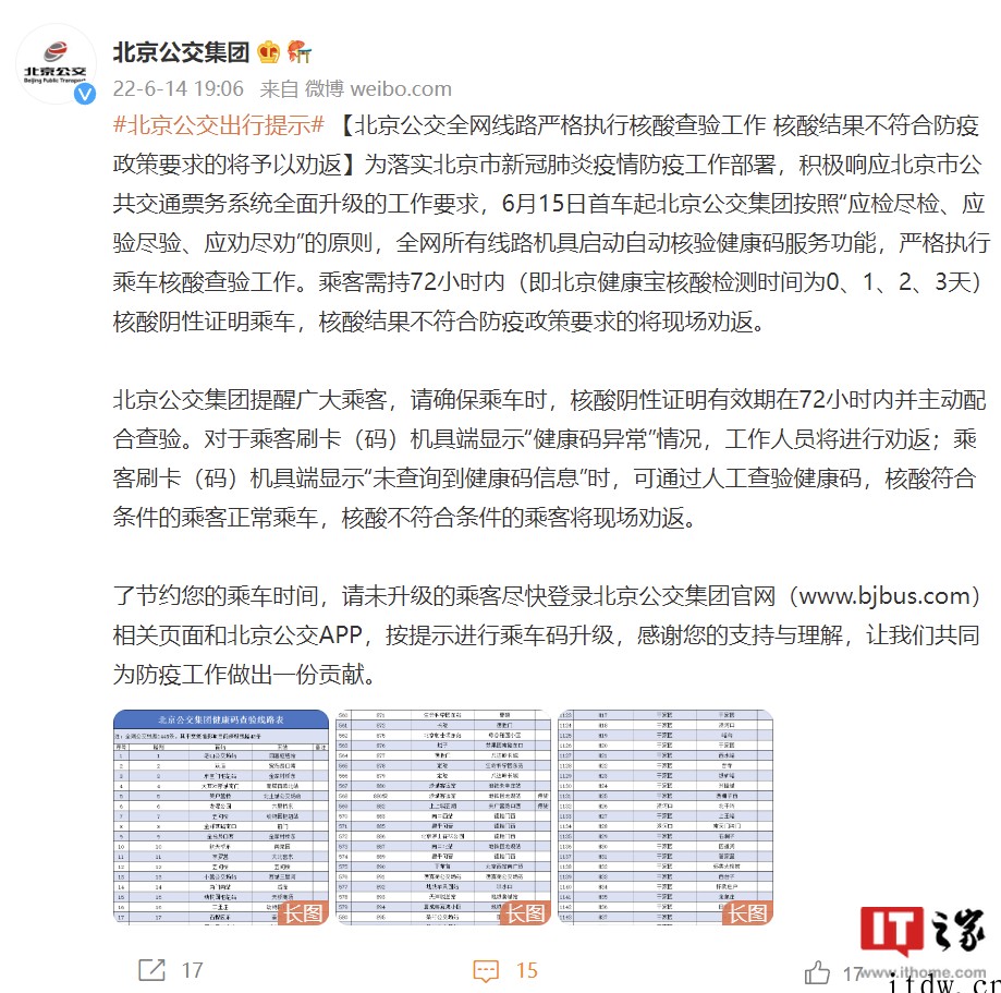 北京公交全网线路明起自动核验健康码