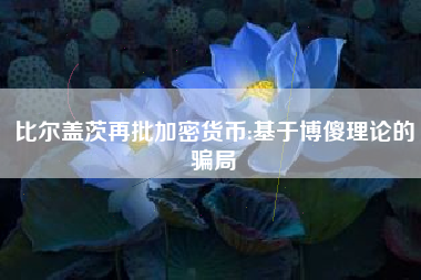 比尔盖茨再批加密货币:基于博傻理论的骗局