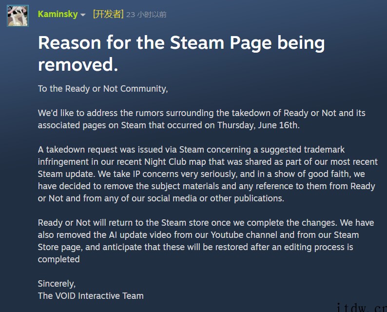 游戏《严阵以待》因商标侵权从 Steam 商店暂时下架