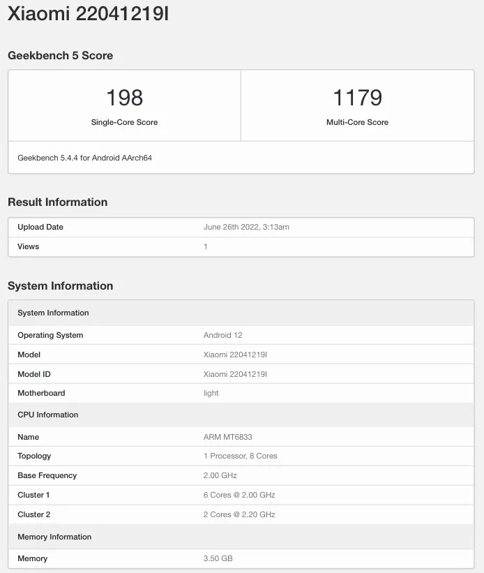 Redmi 10 Prime+ 现身 Geekbench,单