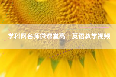 学科网名师微课堂高一英语教学视频